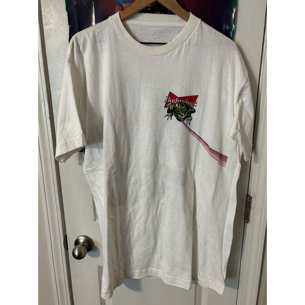 Vintage Budweiser Frog Jump On A Bud Beer Truck Graphic T-Shirt White XL